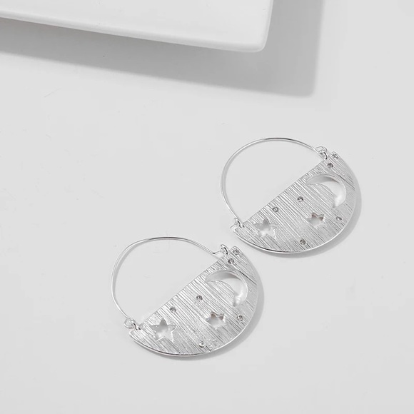 Gold / Silver Half Star & Moon Earrings - Picture 3 of 5